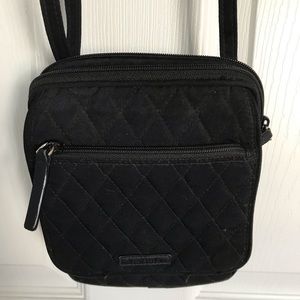 Vera Bradley Black Quilted Mini Hipster Crossbody Bag Purse